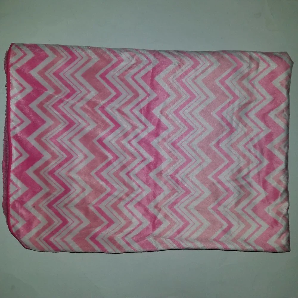 Pink White Chevron Print Baby Blanket Girl SOFT Fleece Security Lovey 30